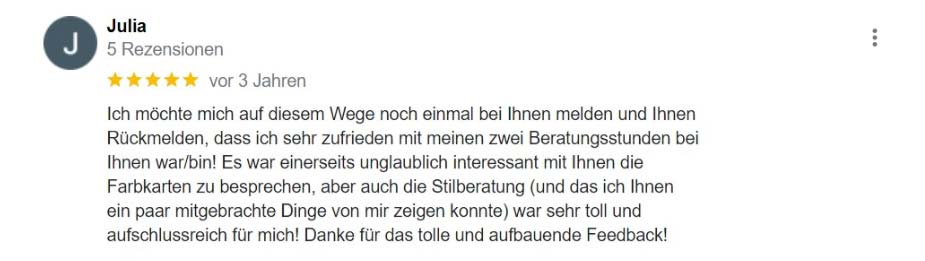 2020 - First Impression - Google-Rezension von Julia