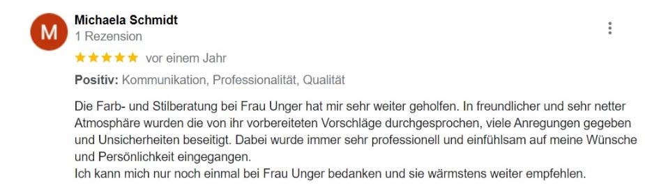 2022 - First Impression - Google-Rezension von Michaela Schmidt