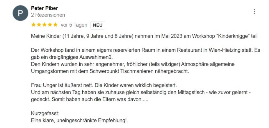 2023-05-16 - First Impression - Google-Rezension von Peter Piber