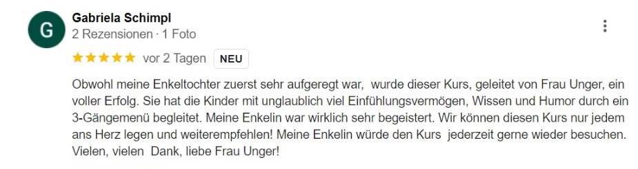 2024-04-21 - First Impression - Google-Rezension von Gabriela Schimpl