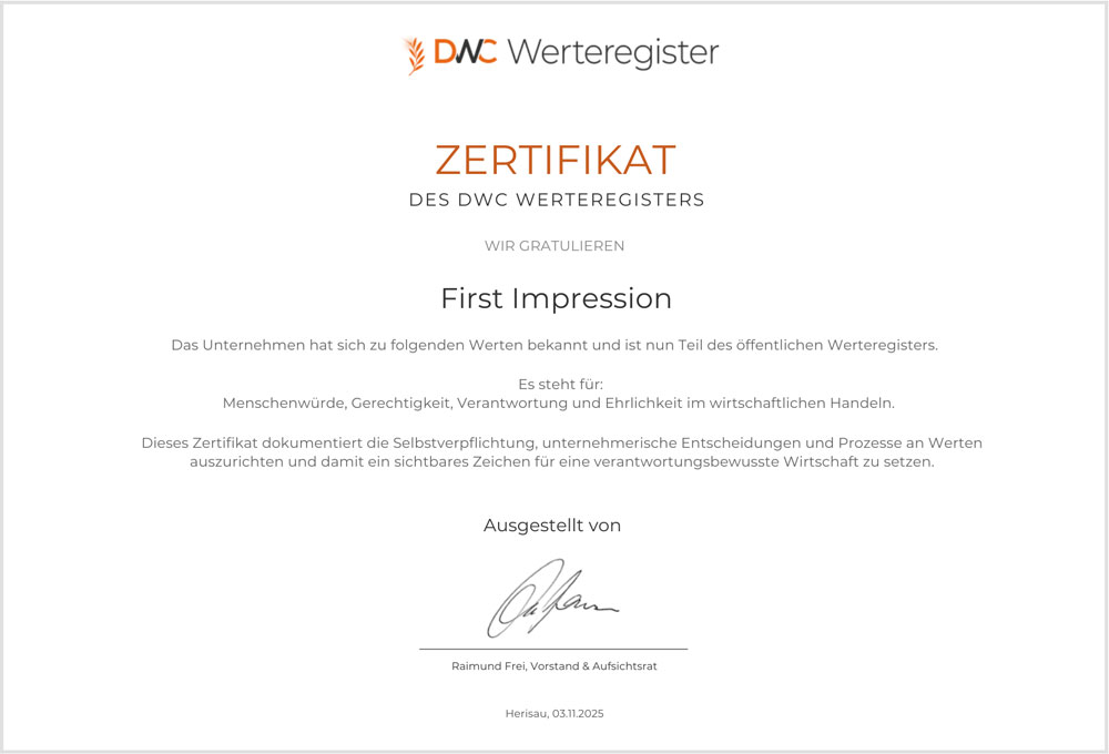 DWC-Werteregister-Zertifikat